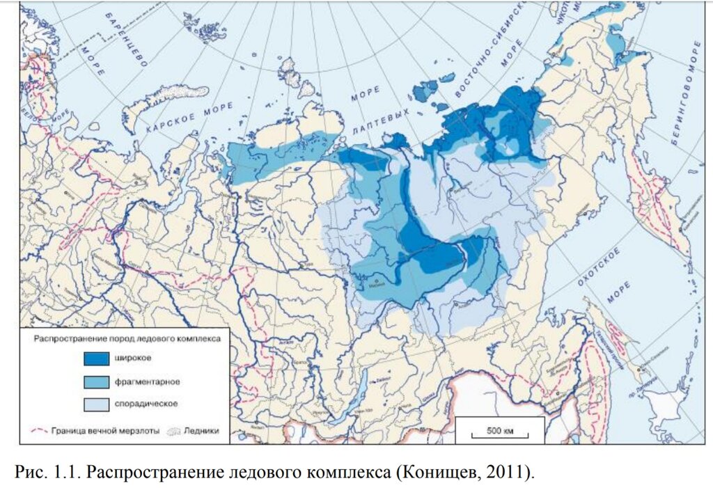 Карта распространения многолетней мерзлоты на территории россии